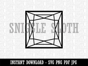 Princess Cut Square Brilliant Gem Diamond Jewelry Clipart Digital Download SVG PNG JPG PDF Cut Files