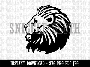 Regal Maned Lion Head Side Profile Clipart Digital Download SVG PNG JPG PDF Cut Files
