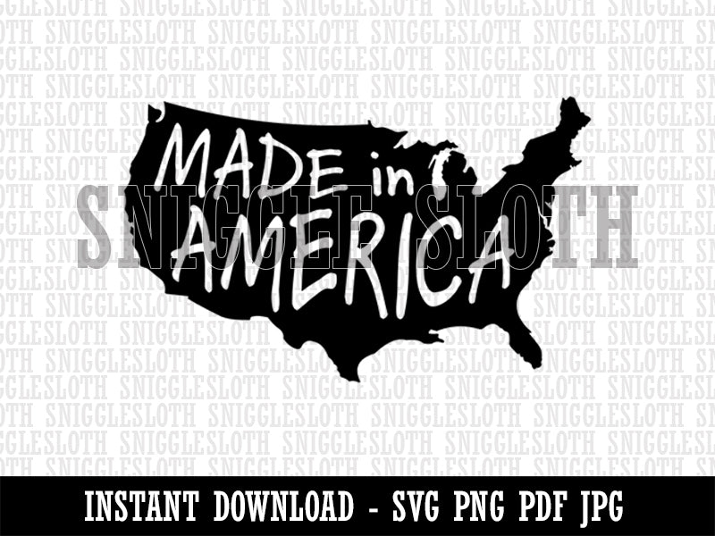 Made in America USA Silhouette Clipart Digital Download SVG PNG JPG PDF Cut Files