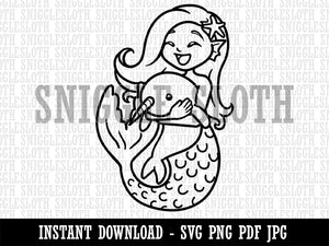 Mermaid Hugging Baby Narwhal Clipart Digital Download SVG PNG JPG PDF Cut Files