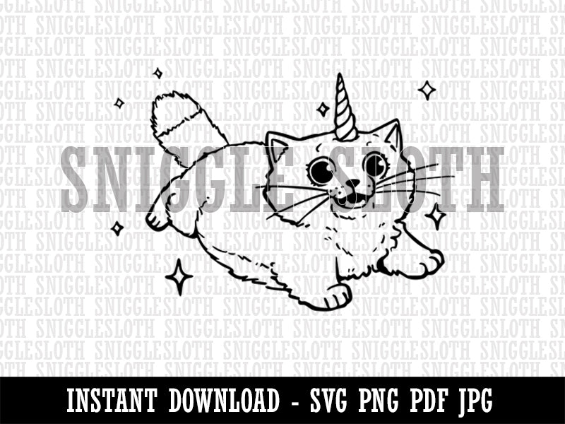Fabulous Cat Unicorn Caticorn with Sparkles Clipart Digital Download SVG PNG JPG PDF Cut Files