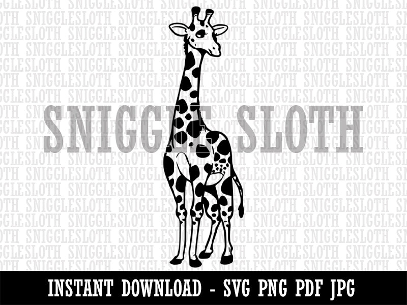 Graceful Spotted African Giraffe Clipart Digital Download SVG PNG JPG PDF Cut Files