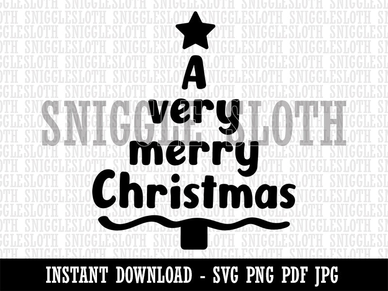 A Very Merry Christmas Tree Clipart Digital Download SVG PNG JPG PDF Cut Files