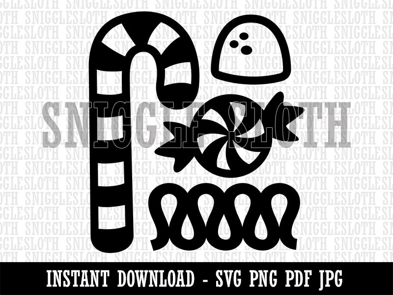 christmas candy clip art black and white