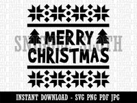 Merry Christmas Sweater Style Clipart Digital Download SVG PNG JPG PDF Cut Files