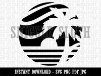 Beach Sunset Scene Tropical Ocean Clipart Digital Download SVG PNG JPG PDF Cut Files