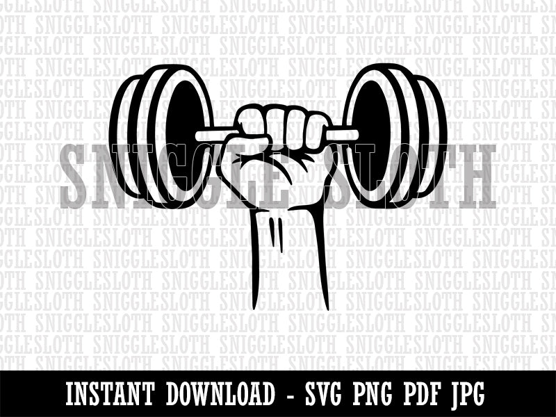 Hand Lifting Dumbbell Weightlifting Weights Gym Workout Clipart Digital Download SVG PNG JPG PDF Cut Files
