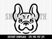 Happy French Bulldog Frenchie Dog Head Clipart Digital Download SVG PNG JPG PDF Cut Files