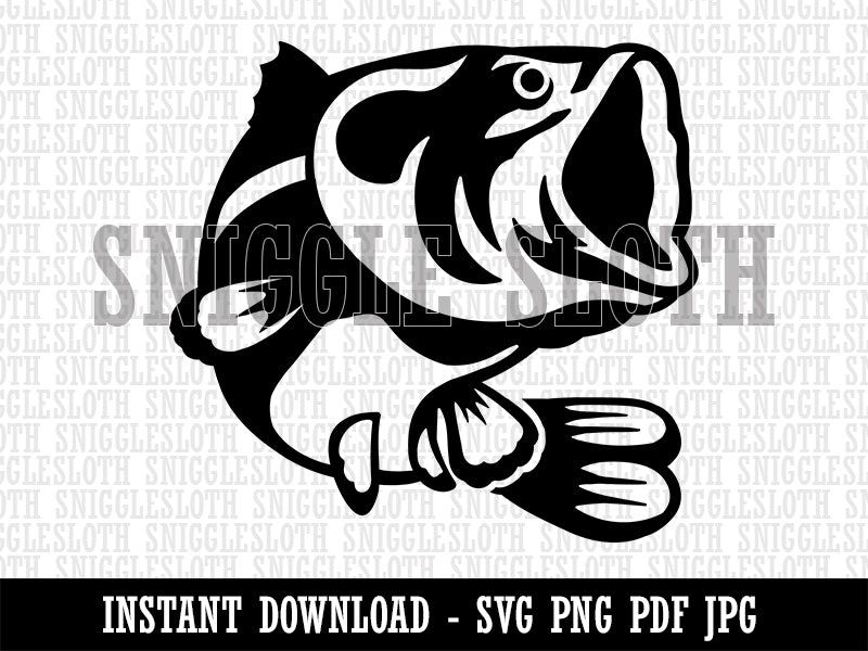 Jumping Largemouth Bass Fish Clipart Digital Download SVG PNG JPG PDF Cut Files