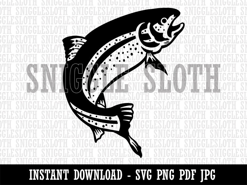 Jumping Rainbow Trout Fish Clipart Digital Download SVG PNG JPG PDF Cut Files