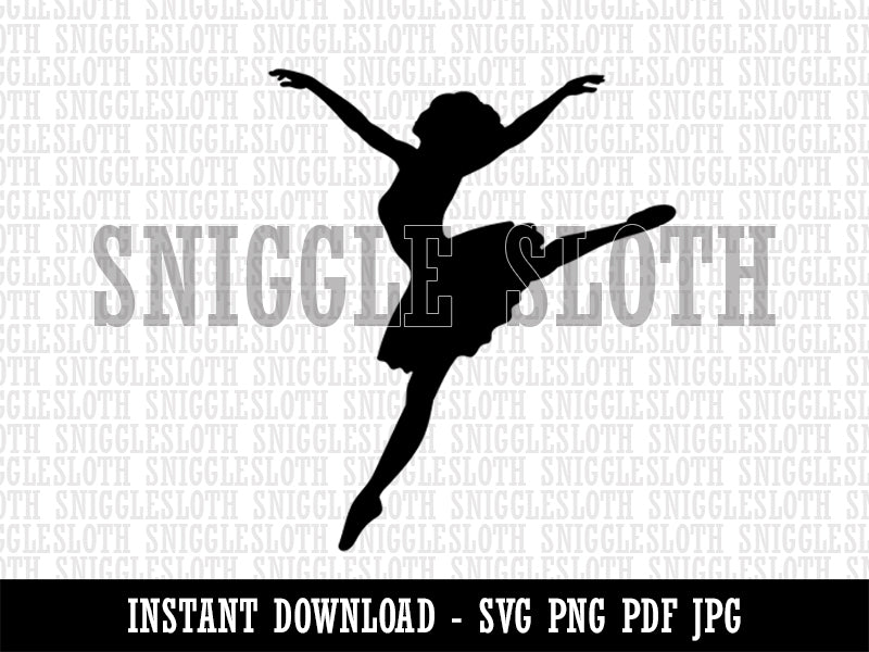 Lady Girl Ballerina Dancing Jumping Ballet Dance Clipart Digital Download SVG PNG JPG PDF Cut Files
