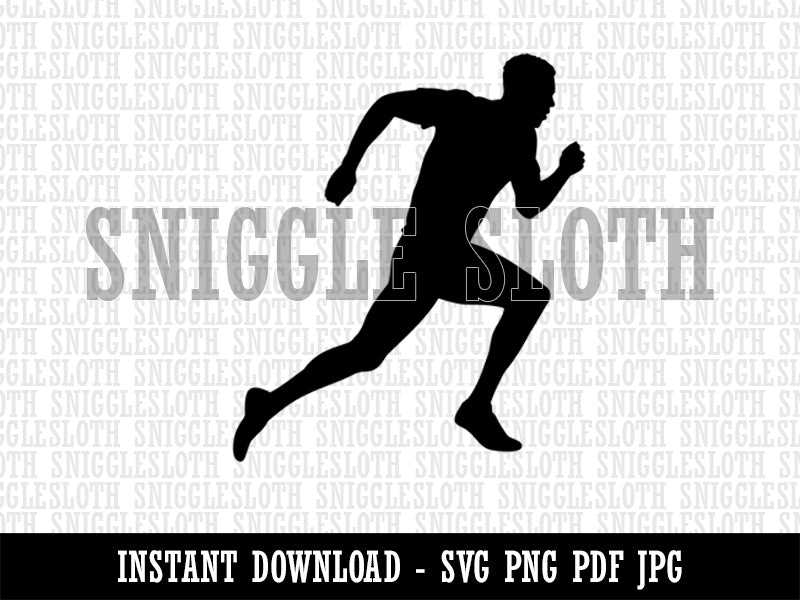Man Running Marathon Cardio Exercise Clipart Digital Download SVG PNG JPG PDF Cut Files