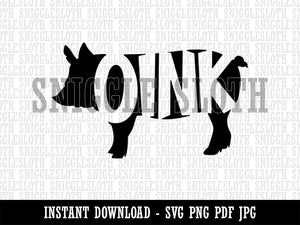 Pig Oink Farm Animal Clipart Digital Download SVG PNG JPG PDF Cut Files