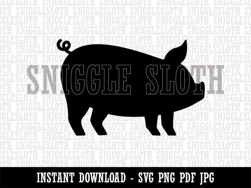 Pig Sideview Farm Animal Clipart Digital Download SVG PNG JPG PDF Cut Files
