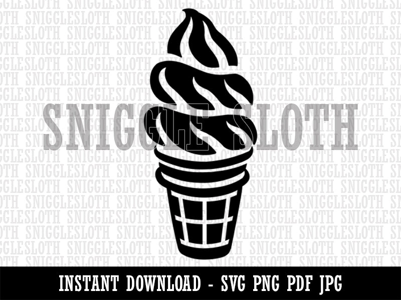 Soft Serve Ice Cream on a Cone Clipart Digital Download SVG PNG JPG PDF Cut Files