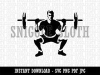 Squat Weightlifting Exercise Workout Gym Clipart Digital Download SVG PNG JPG PDF Cut Files