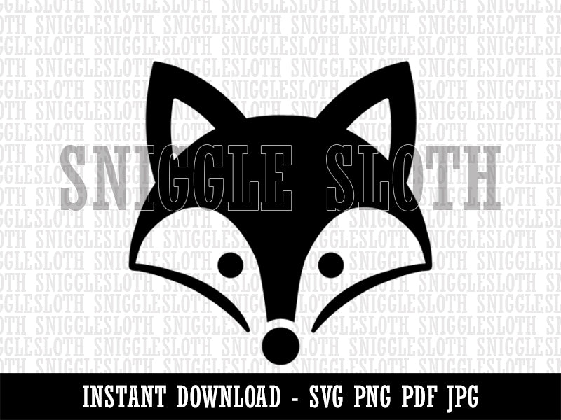 Sweet Fox Head Face Clipart Digital Download SVG PNG JPG PDF Cut Files