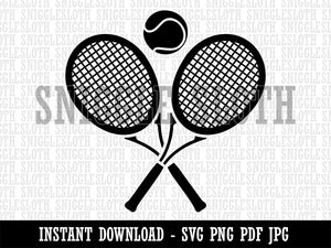 Tennis Rackets Crossed Ball Racquet Sports Clipart Digital Download SVG PNG JPG PDF Cut Files