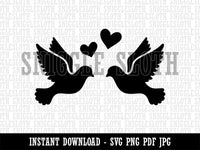 Two Love Doves Wedding Hearts Birds Clipart Digital Download SVG PNG JPG PDF Cut Files