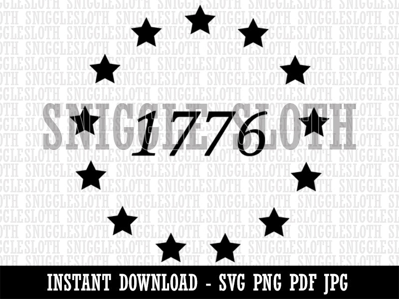 1776 Betsy Ross Flag Stars USA United States of America Clipart Digital Download SVG PNG JPG PDF Cut Files
