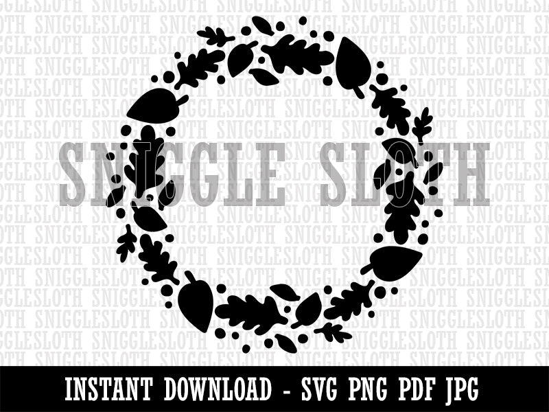 Fall Autumn Leaves Wreath Clipart Digital Download SVG PNG JPG PDF Cut Files