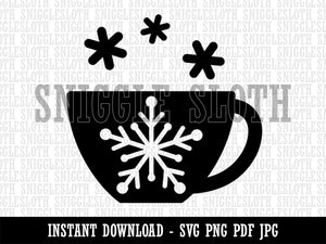 Tea Coffee Cup Snowflake Details Winter Clipart Digital Download SVG PNG JPG PDF Cut Files