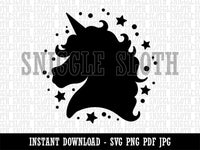 Unicorn Head and Stars Clipart Digital Download SVG PNG JPG PDF Cut Files