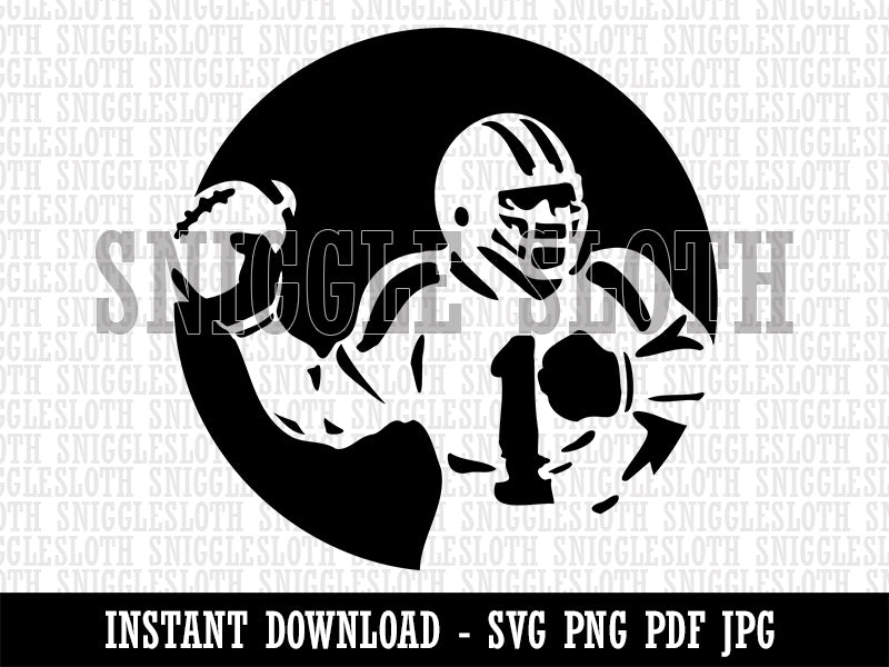 American Football Quarterback Throwing Ball Clipart Digital Download SVG PNG JPG PDF Cut Files