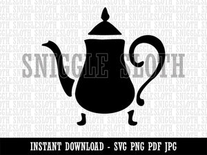 Antique Vintage Tea Pot Kettle Clipart Digital Download SVG PNG JPG PDF Cut Files