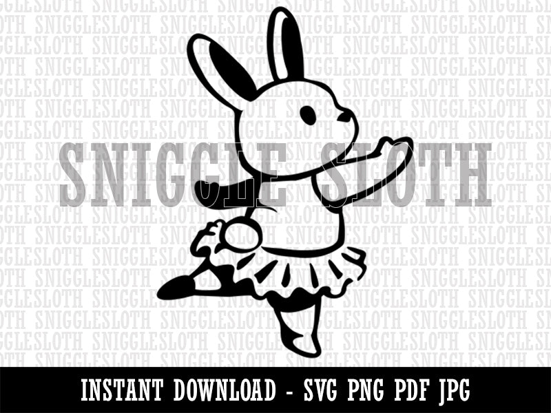 Ballerina Bunny Rabbit In Tutu Clipart Digital Download SVG PNG JPG PDF Cut Files