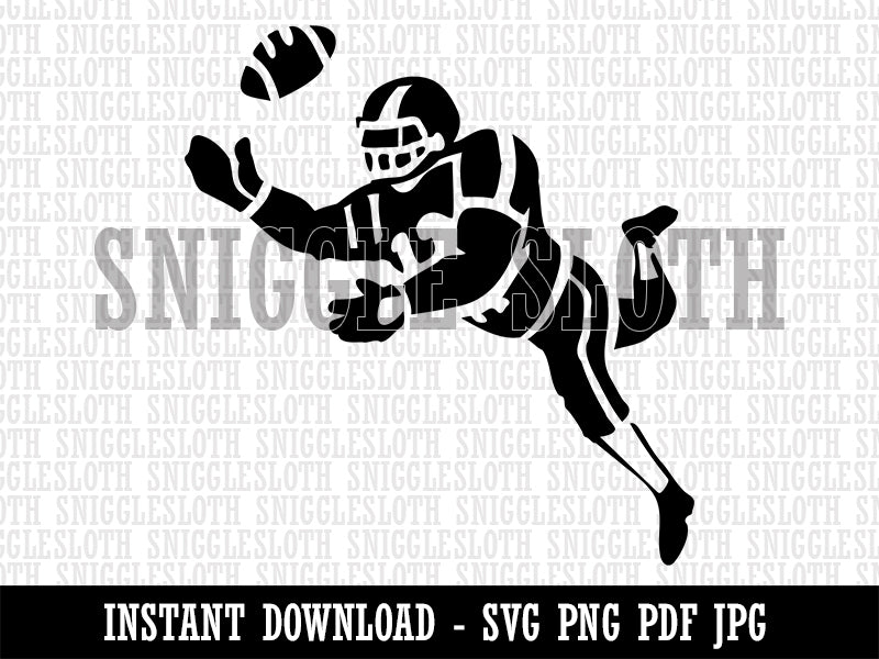 Cartoon American Football Catching Ball Clipart Digital Download SVG PNG JPG PDF Cut Files