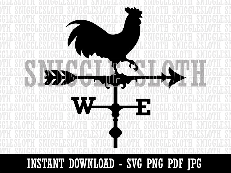 Rooster Chicken Weathervane Clipart Digital Download SVG PNG JPG PDF Cut Files