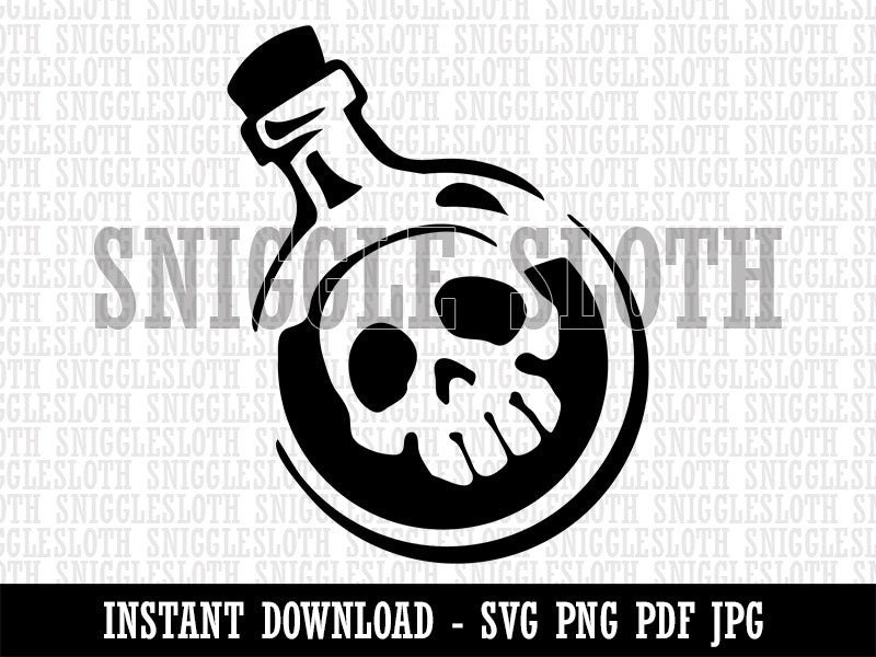 Skull Poison Potion Bottle Clipart Digital Download SVG PNG JPG PDF Cut Files