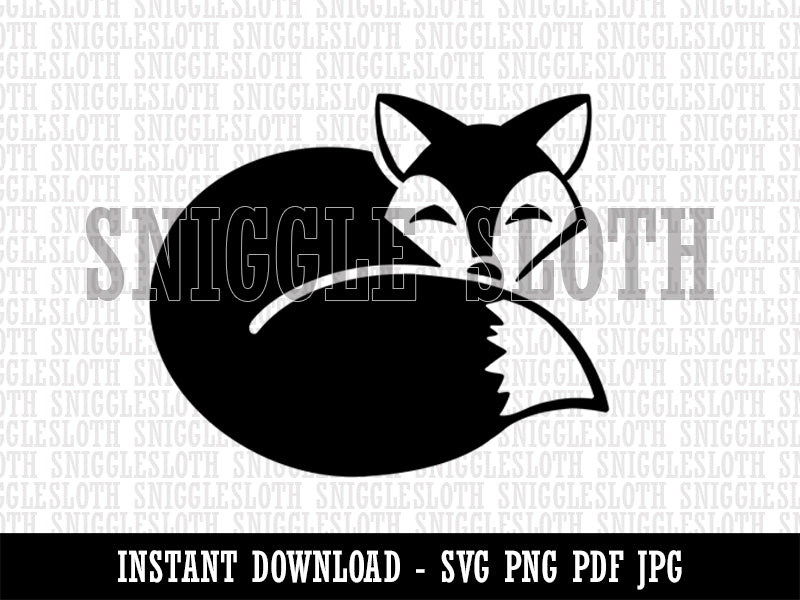 Fox Curled Up Sleeping Clipart Digital Download SVG PNG JPG PDF Cut Files