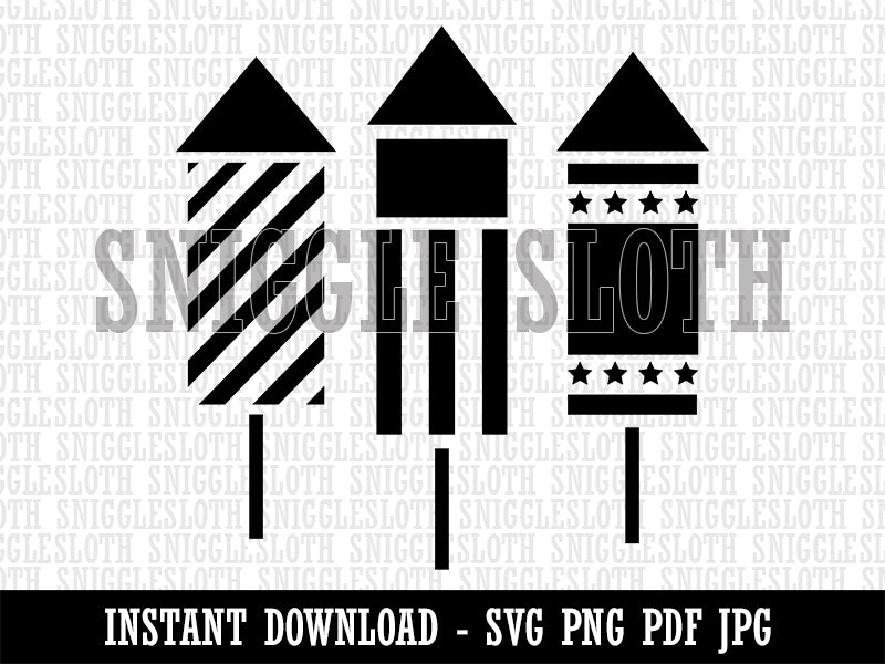 Fireworks Trio Celebration July 4th Clipart Digital Download SVG PNG JPG PDF Cut Files