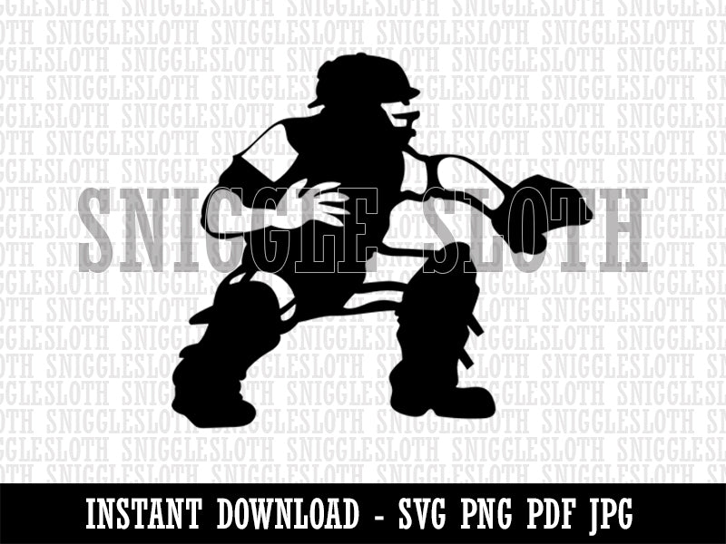 Baseball Player Catcher with Mitt Clipart Digital Download SVG PNG JPG PDF Cut Files