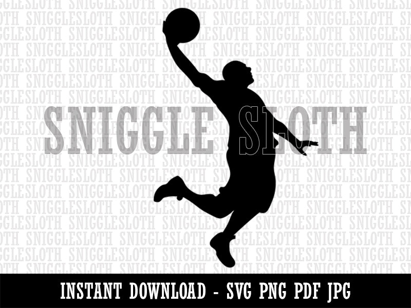 Basketball Player Slam Dunk Sports Clipart Digital Download SVG PNG JPG PDF Cut Files