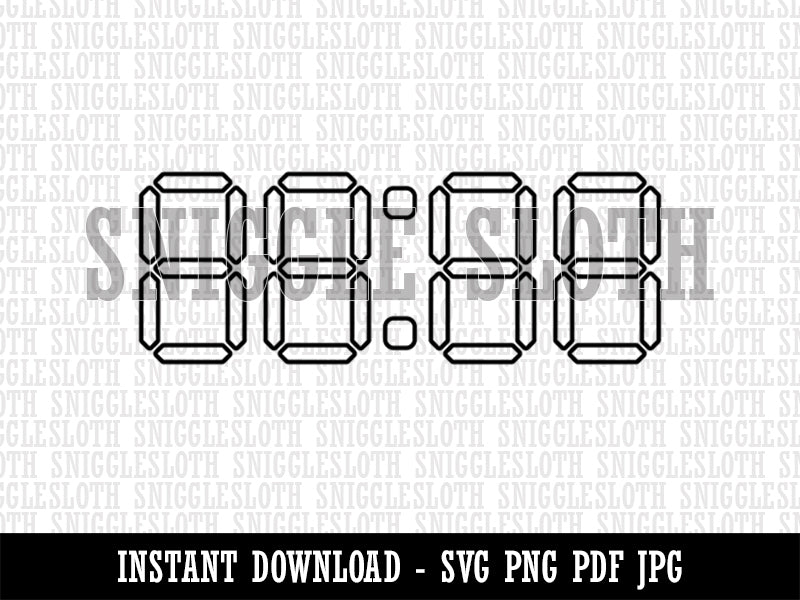 Digital Clock Numbers Seven Segment Display Electronics Clipart Digital Download SVG PNG JPG PDF Cut Files