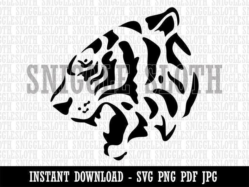 Ferocious Bengal Tiger Head Side View Clipart Digital Download SVG PNG JPG PDF Cut Files