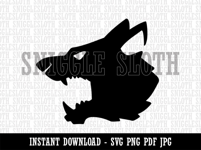 Ferocious Snarling Wolf Head Side Clipart Digital Download SVG PNG JPG PDF Cut Files