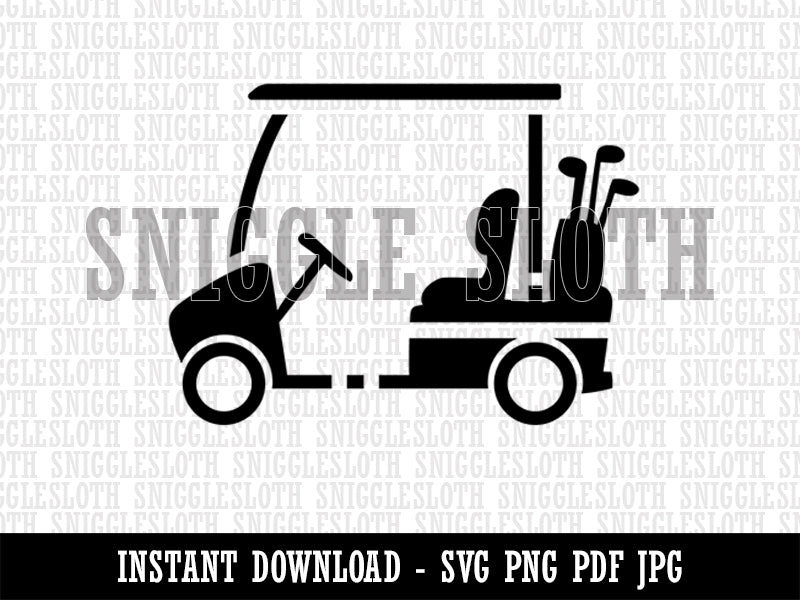 Golf Cart Caddy with Clubs Clipart Digital Download SVG PNG JPG PDF Cut Files