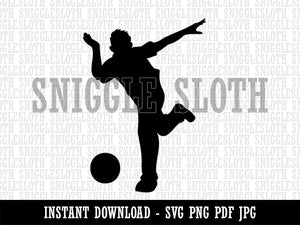 Man Bowler Bowling Ball Front View Clipart Digital Download SVG PNG JPG PDF Cut Files