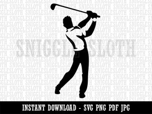 Man Swinging Golf Club Clipart Digital Download SVG PNG JPG PDF Cut Files