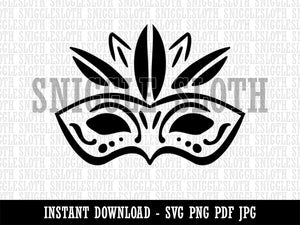 Mardi Gras Feather Party Mask Clipart Digital Download SVG PNG JPG PDF Cut Files
