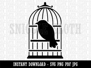 Pet Wire Bird in Birdcage Clipart Digital Download SVG PNG JPG PDF Cut Files