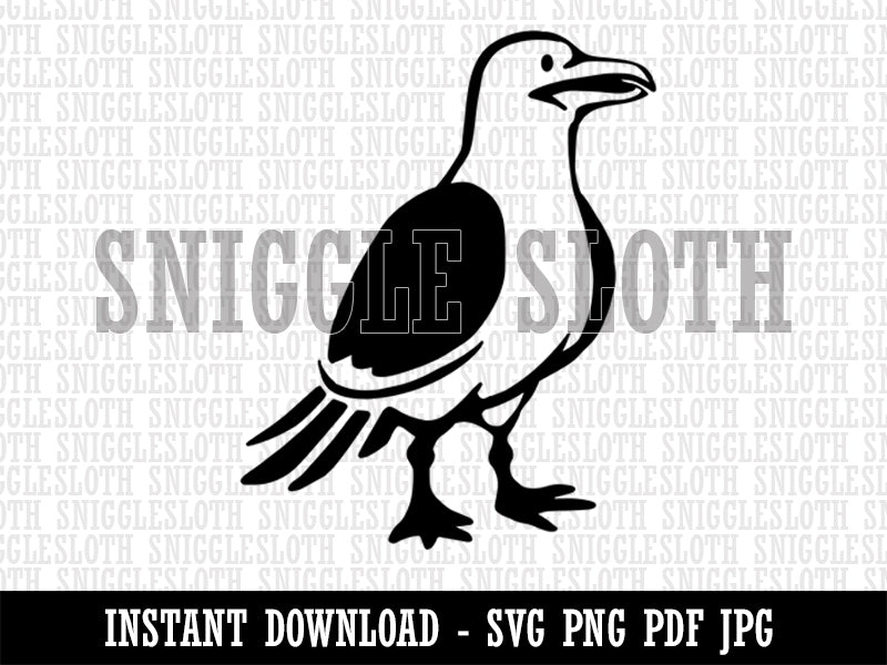 Standing Seagull Bird Clipart Digital Download SVG PNG JPG PDF Cut Files