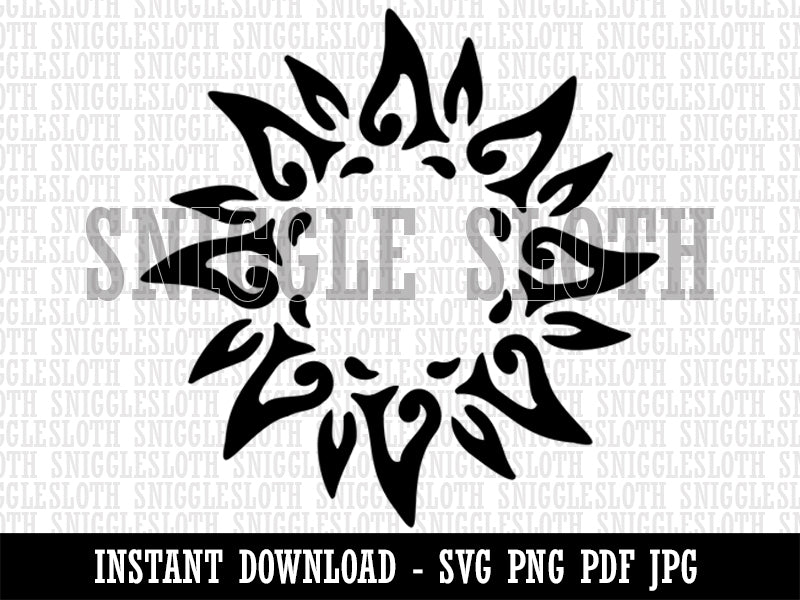 Tribal Sun Circle Star Clipart Digital Download SVG PNG JPG PDF Cut Files