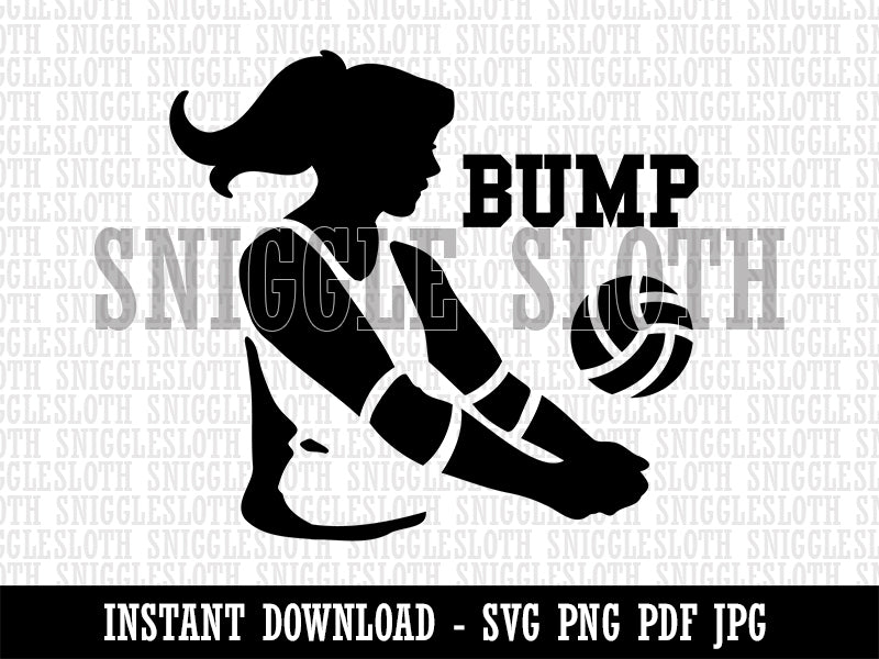 Volleyball Woman Bump Sports Move Clipart Digital Download SVG PNG JPG PDF Cut Files