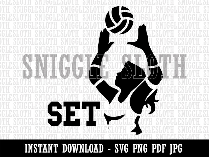 Volleyball Woman Set Sports Move Clipart Digital Download SVG PNG JPG PDF Cut Files