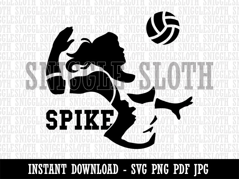 Volleyball Woman Spike Sports Move Clipart Digital Download SVG PNG JPG PDF Cut Files